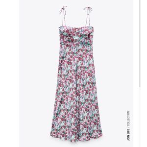 ZARA Floral Print Slip Dress
